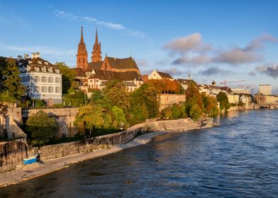 Basel City At Sunrise In Switzerland