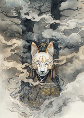 Kitsune Mask in Smoke