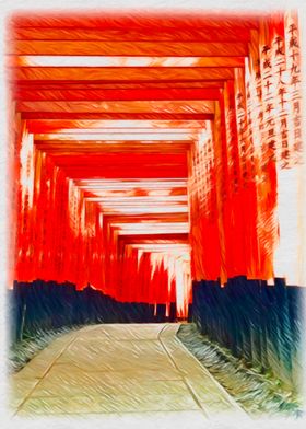 Red Torii Gates Pathway