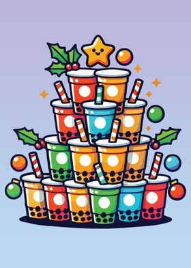 Boba Christmas Tree - Funny Bubble Tea Holiday