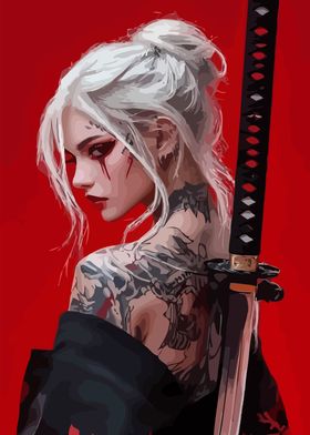 White-Haired Samurai Woman