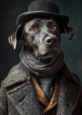 Dog in Top Hat and Suit