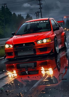 Red Mitsubishi Lancer Evolution