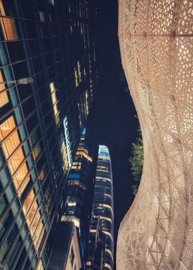 Night Cityscape with Geometric Structure