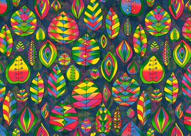 Colorful Geometric Leaves Pattern