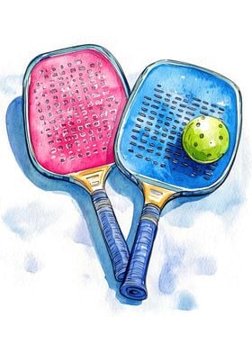 Pickleball Paddles Watercolor