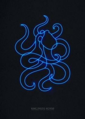 Neon giant pacific octopus