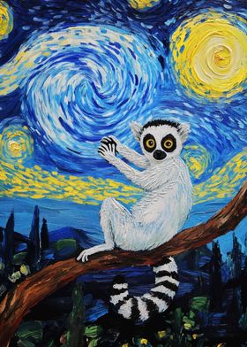 Lemur in Starry Night