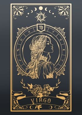 Virgo Zodiac Sign Illustration Tarot card