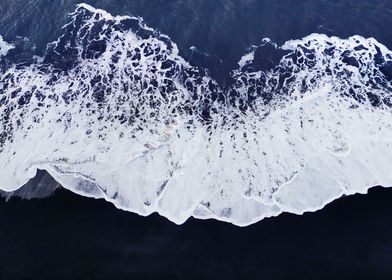 Ocean Waves on Black Sand