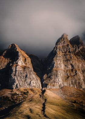 Mountain Peaks in Fog