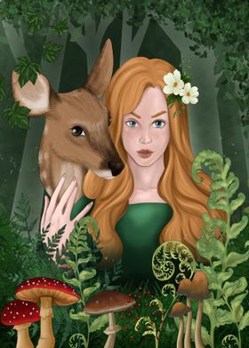 Forest Nymph with Fawn