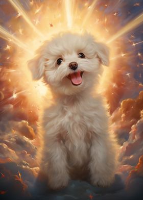 Smiling Bichon Frise in Heaven