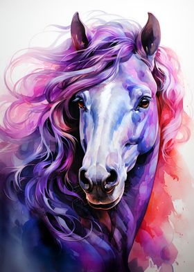 Purple Horse Watercolor