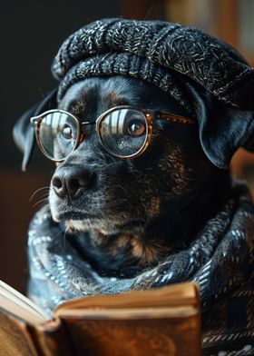 Dog Reading a Book