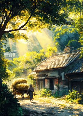 Rural Japanese Village Scene