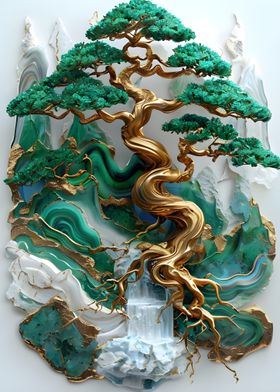 Golden Bonsai Tree Art