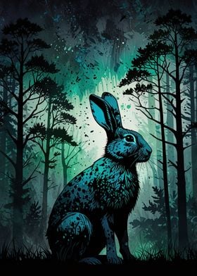 Blue Hare in Forest