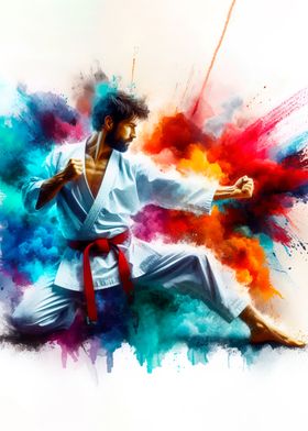 Karate Fighter in Color Burst