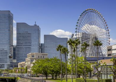 Yokohama skyline with Ferris Wheel