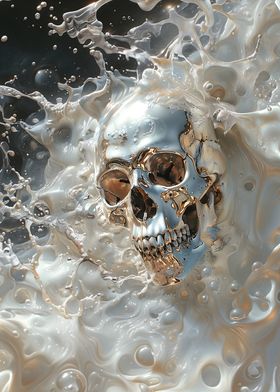 White-Gold Skull Poster