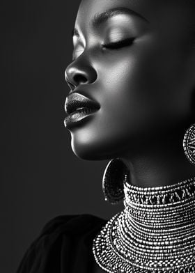 Black and White Portrait with Jewelry