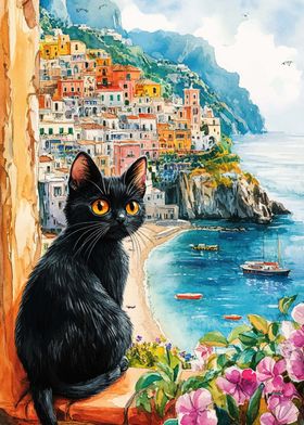 Black Cat by the Sea