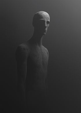 Stone Figure in Darkness