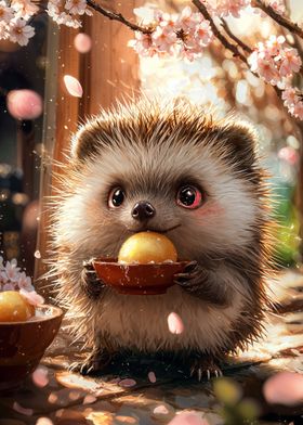 Cute Hedgehog with Golden Treat