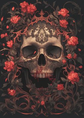 Skull and Roses Horro Fantasy