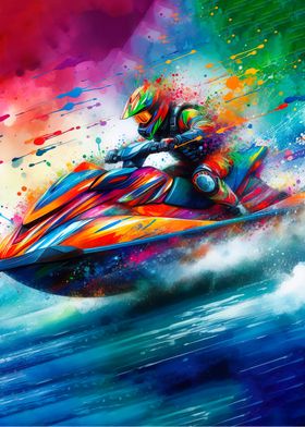 Jet Ski Watercolor Art