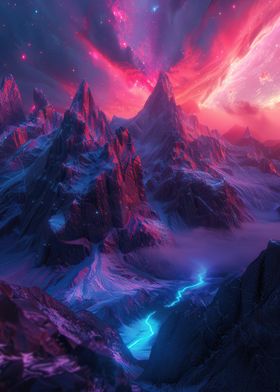 Neon Mountainscape