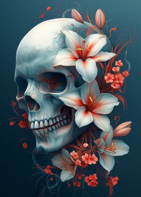 Skull with Flowers