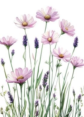 Pink Flowers and Lavender