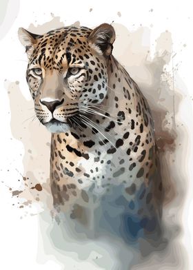 Leopard Watercolor Portrait