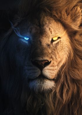 Lion with Glowing Eyes