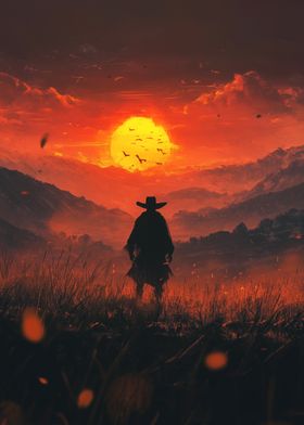 Cowboy in the fields