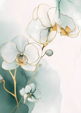 Gold Orchid Watercolor