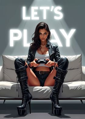 Sexy Gamer Girl with Controller