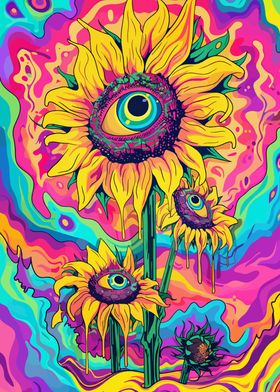 Psychedelic Sunflowers Weirdcore