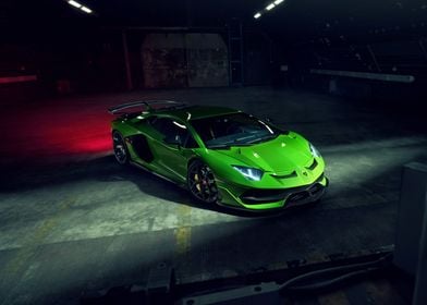 Green Lamborghini Aventador