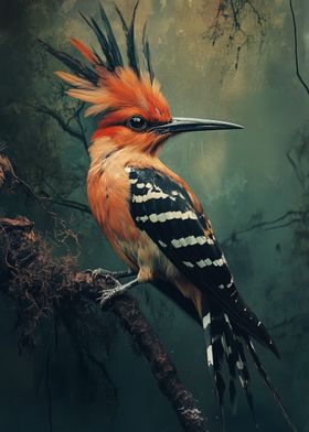 Hoopoe Bird on Branch