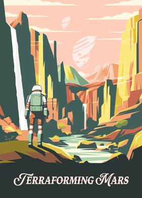 Terraforming Mars Board Game Inspired Illustration Poster 