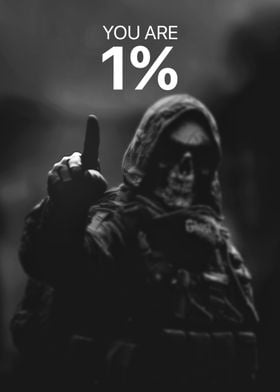 You Are 1% Skull Poster Best Inspirational Motivational Quote