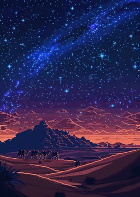 Desert Night Sky Pixel Art