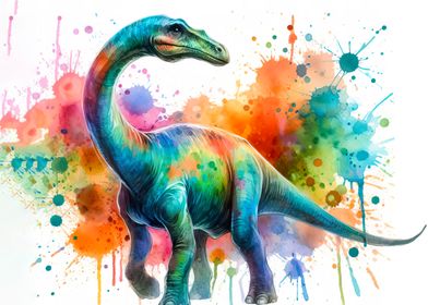 Colorful Dinosaur Watercolor