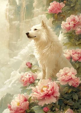 White Wolf and Peonies