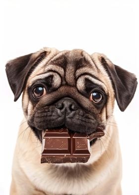 Pug with Chocolate Bar