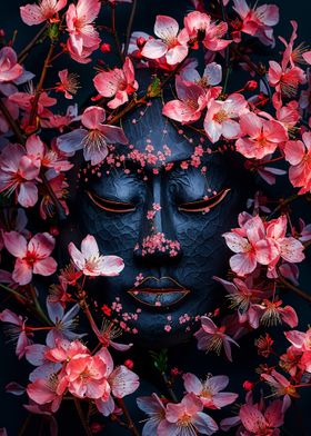 Black Mask with Cherry Blossoms