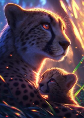 Mother Cheetah with Cub